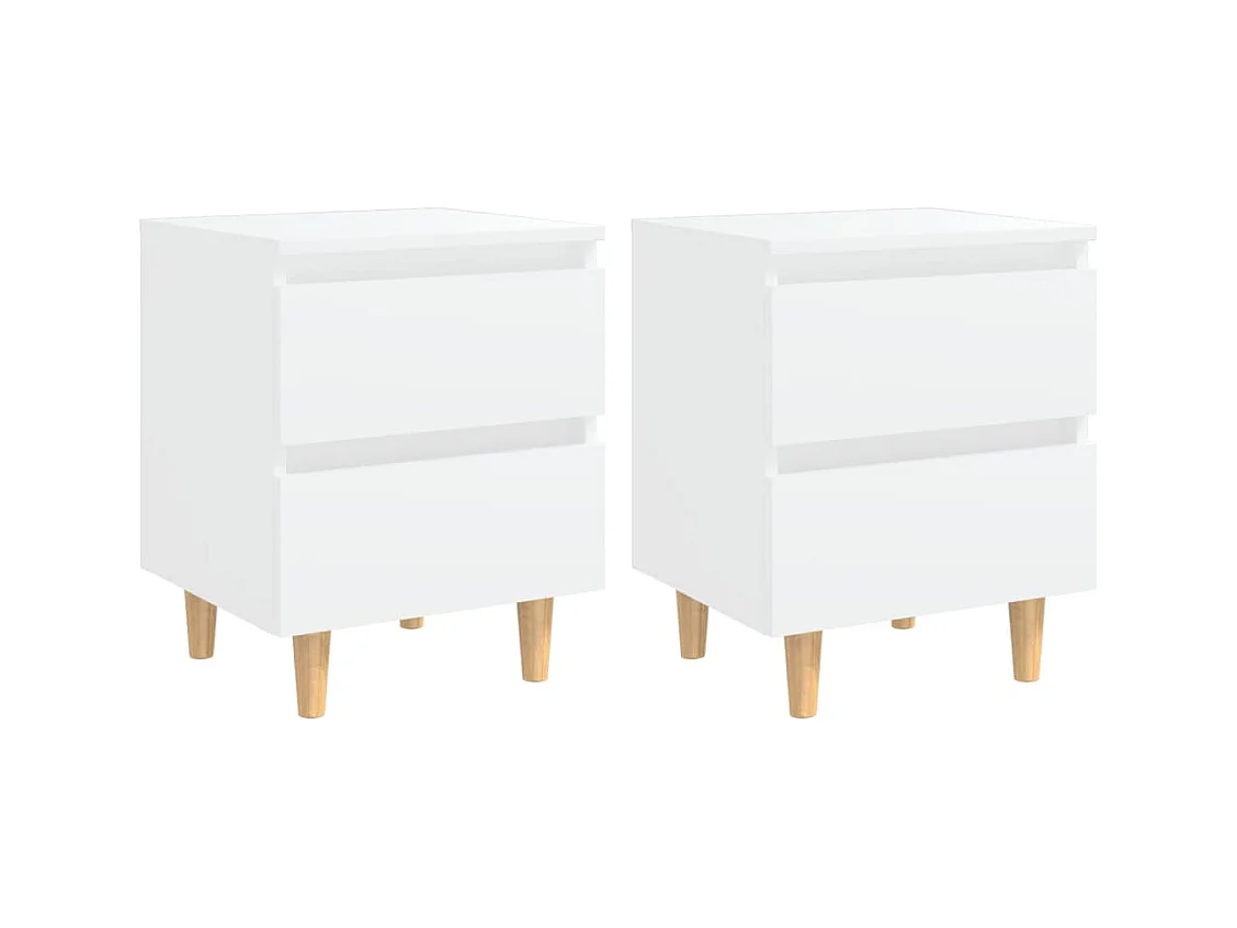 Mesitas de noche con patas de pino 2 uds Blanco 40x35x50 cm
