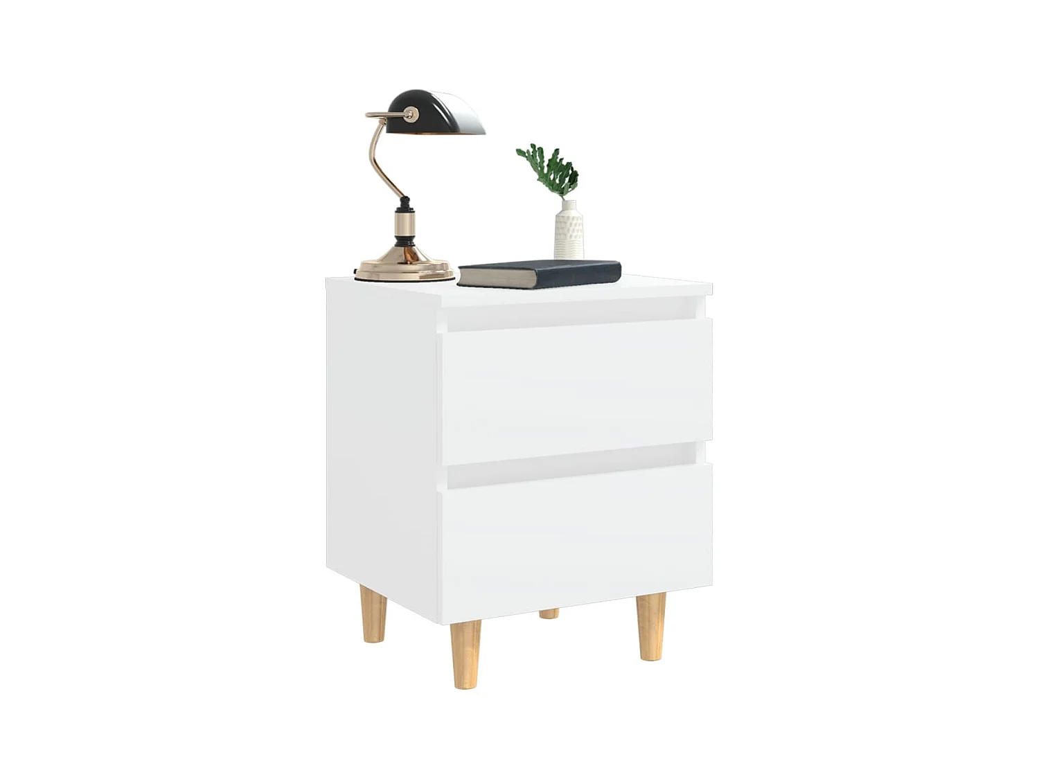 Mesitas de noche con patas de pino 2 uds Blanco 40x35x50 cm