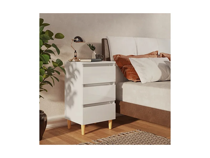 Nachtkastje met glanzend witte houten poten 40x35x69 cm