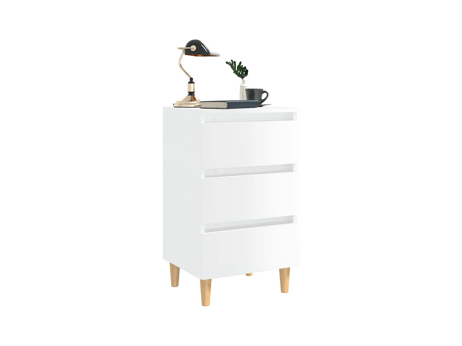 Nachtkastje met glanzend witte houten poten 40x35x69 cm