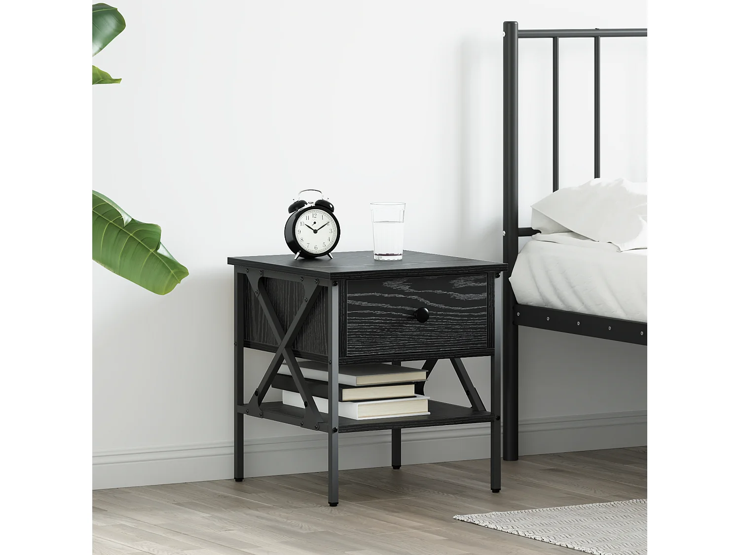 Table de chevet Chêne noir 40x42x45 cm Bois d'ingénierie