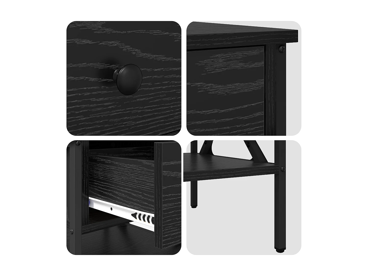 Table de chevet Chêne noir 40x42x45 cm Bois d'ingénierie