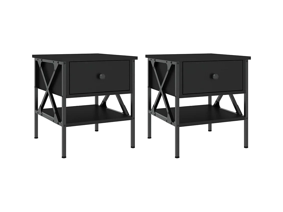 Nachtkastjes 2 stuks zwart 40x42x45 cm bewerkt hout