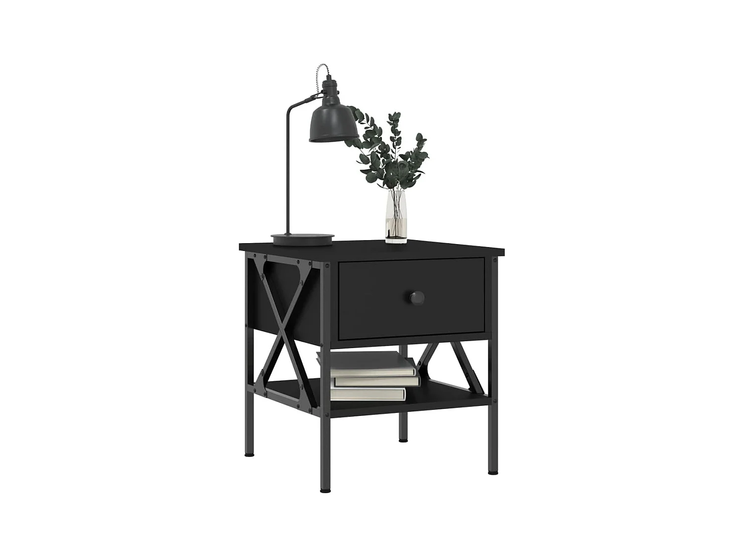 Nachtkastjes 2 stuks zwart 40x42x45 cm bewerkt hout