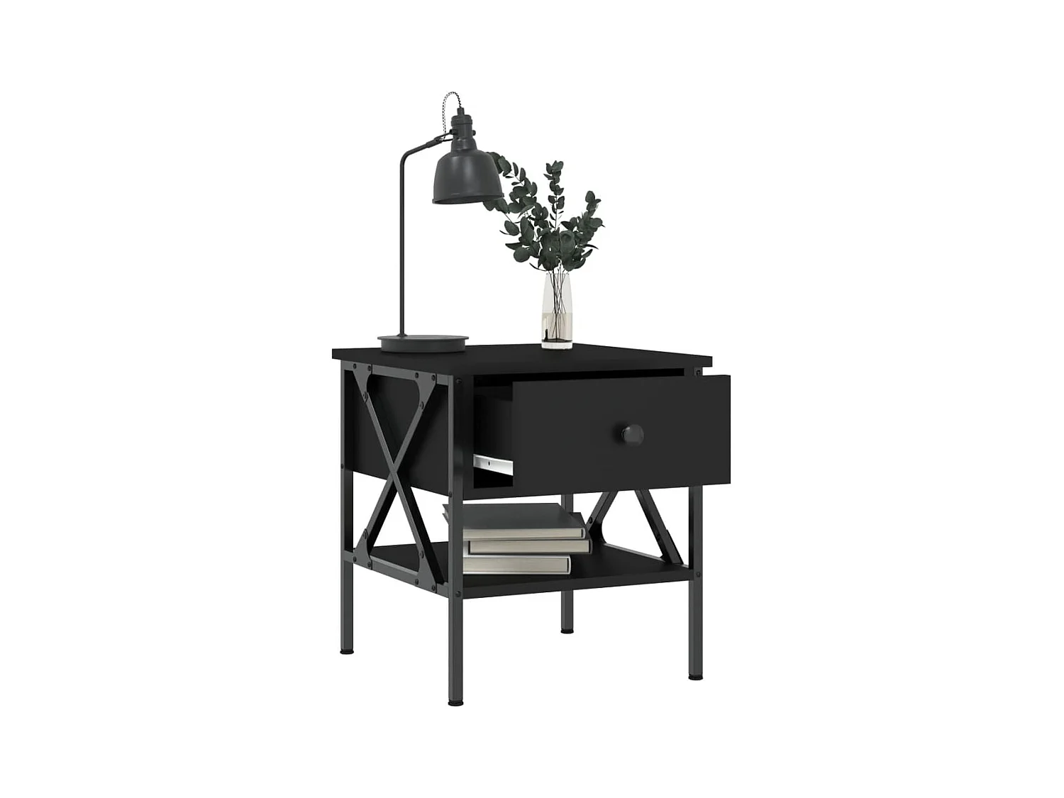 Nachtkastjes 2 stuks zwart 40x42x45 cm bewerkt hout