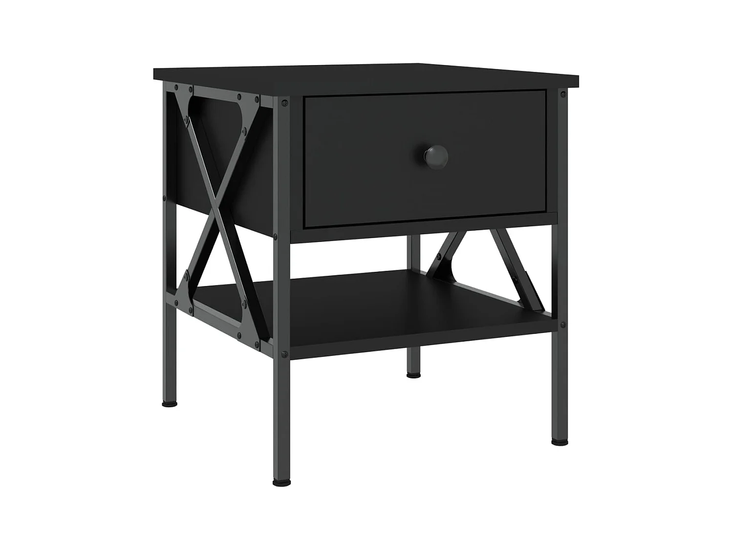 Nachtkastjes 2 stuks zwart 40x42x45 cm bewerkt hout