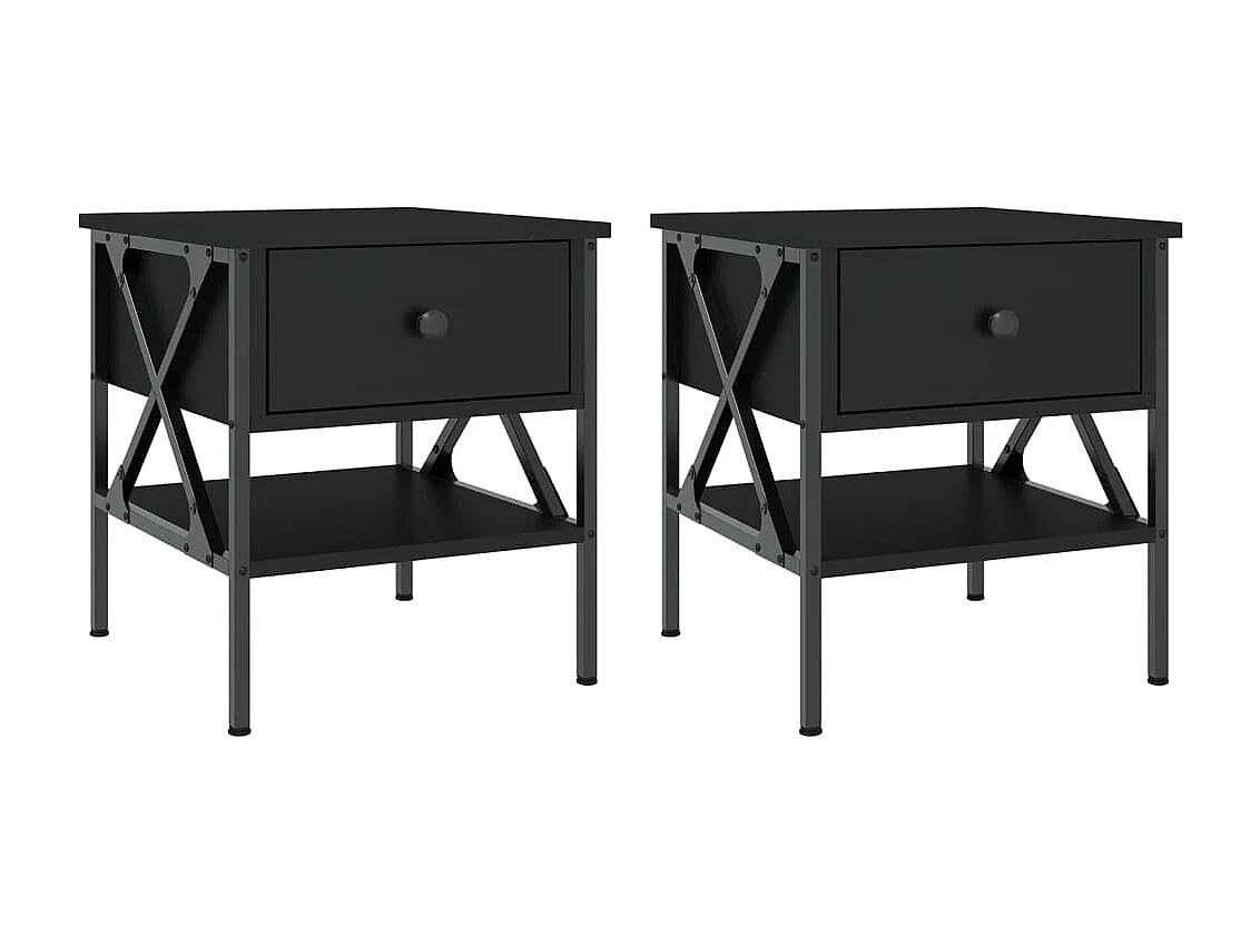 Tables de chevet 2 pcs noir 40x42x45 cm bois d’ingénierie