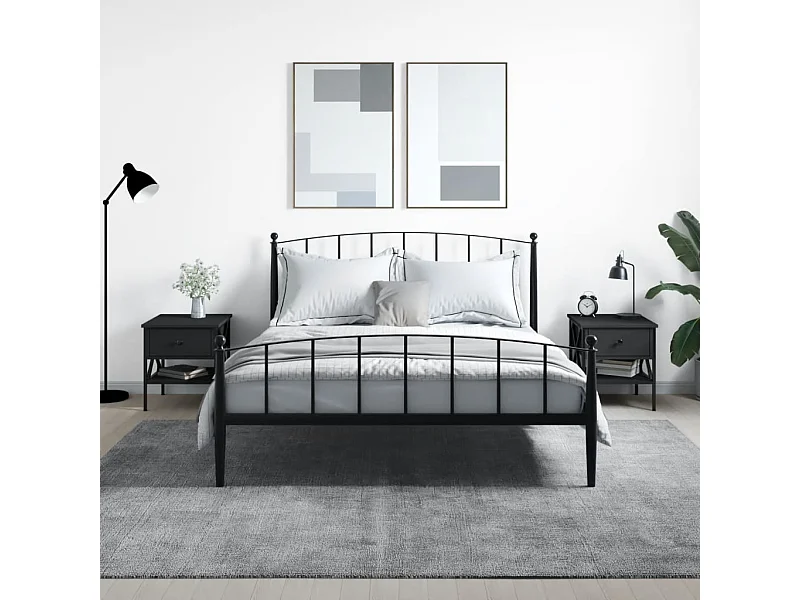 Comodini 2 pezzi neri 40x42x45 cm in legno ingegnerizzato