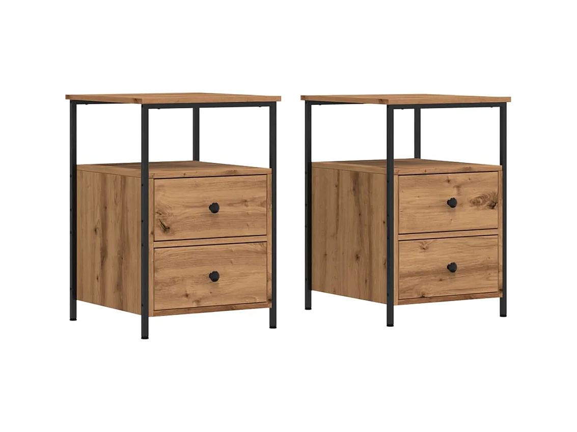 Tables de chevet 2 pcs chêne artisanal bois d'ingénierie