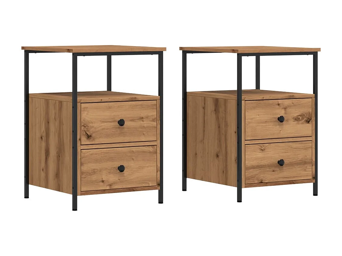 Tables de chevet 2 pcs chêne artisanal bois d'ingénierie