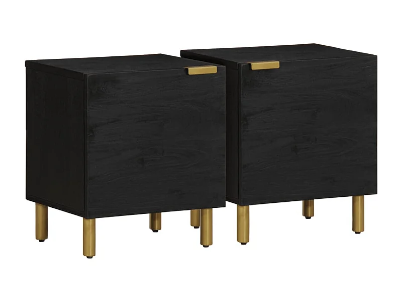 Tables de chevet 2 pcs noir 40x33x46 cm bois de manguier solide