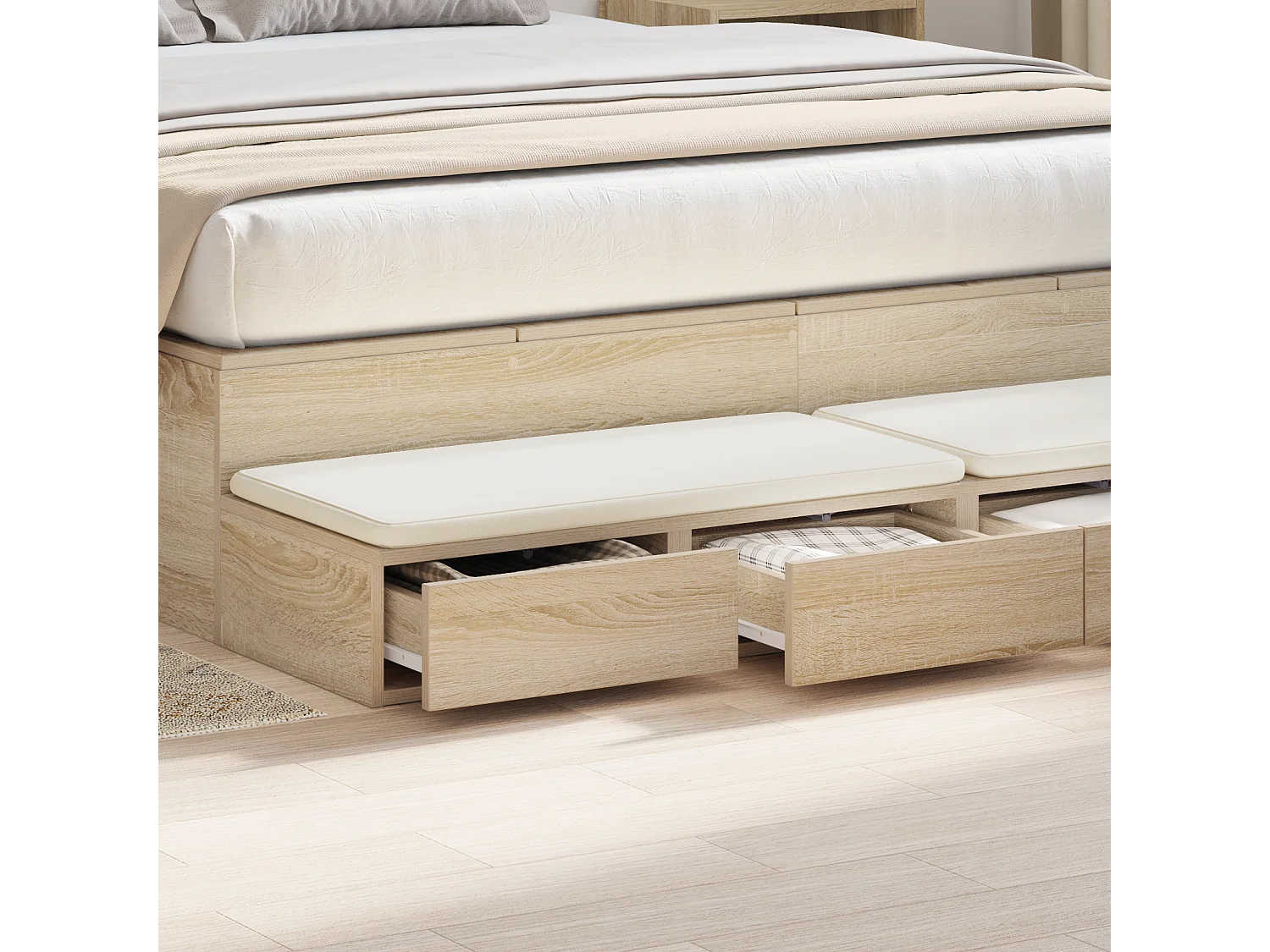 Mobiletto letto in rovere Sonoma 140x36,5x16,5 cm in legno ingegnerizzato