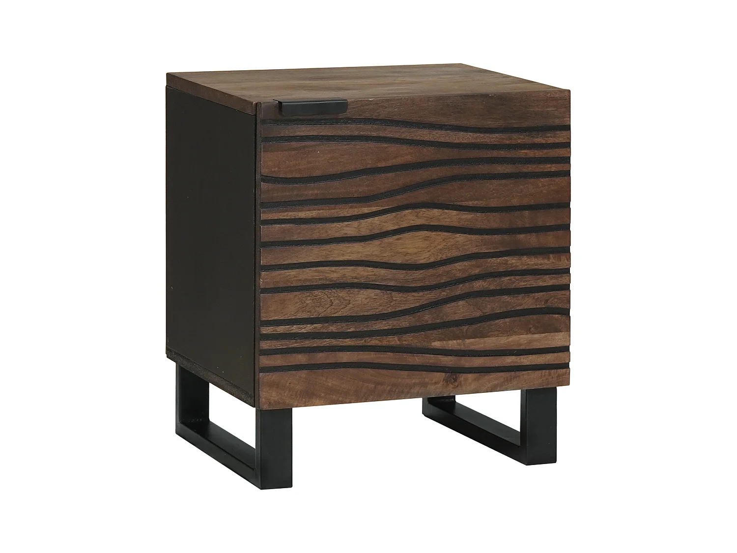 Armoires de chevet - 2 pièces en bois de mangue massif, dimensions : 40x33.5x46 cm.