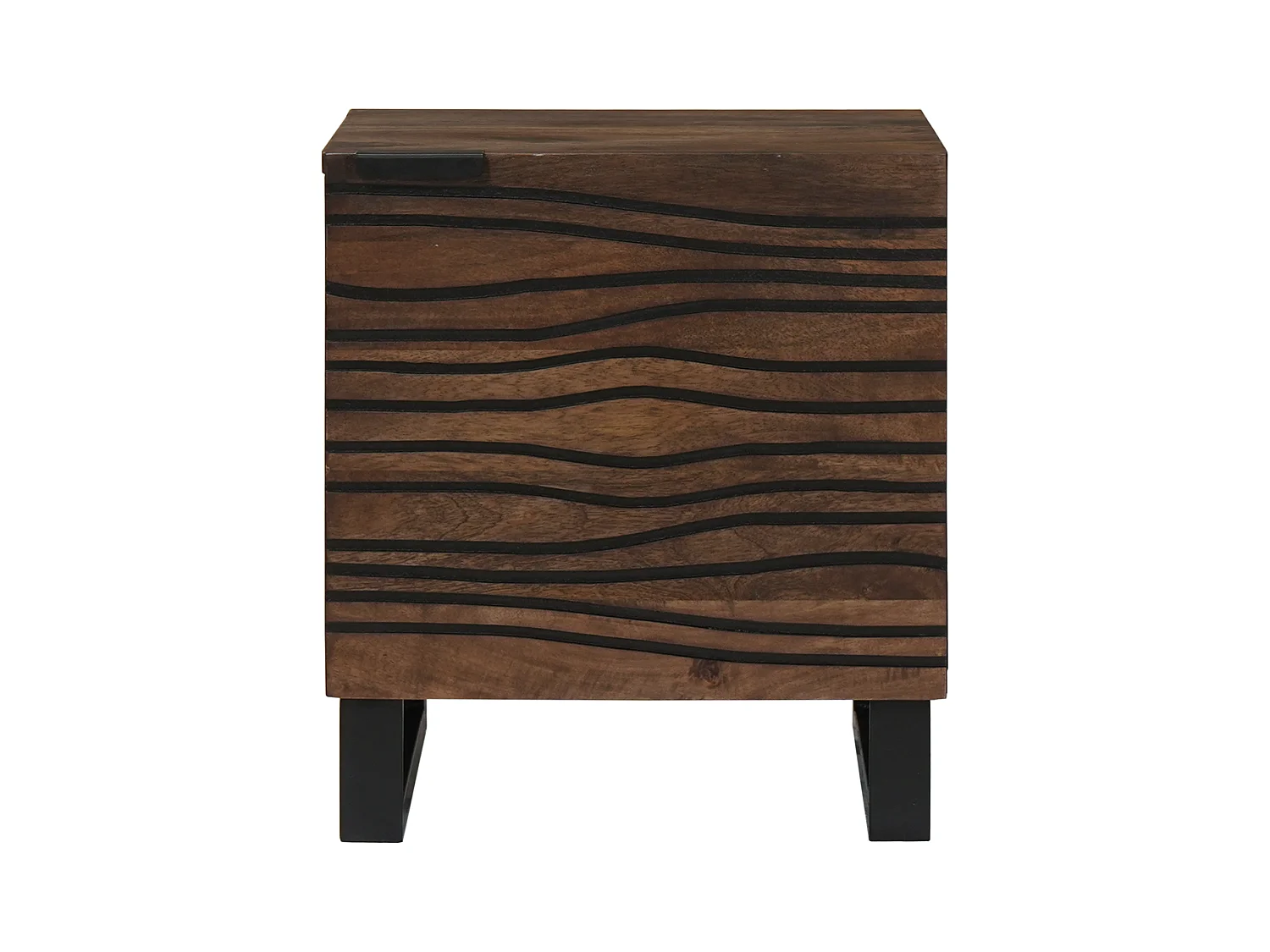 Armoires de chevet - 2 pièces en bois de mangue massif, dimensions : 40x33.5x46 cm.