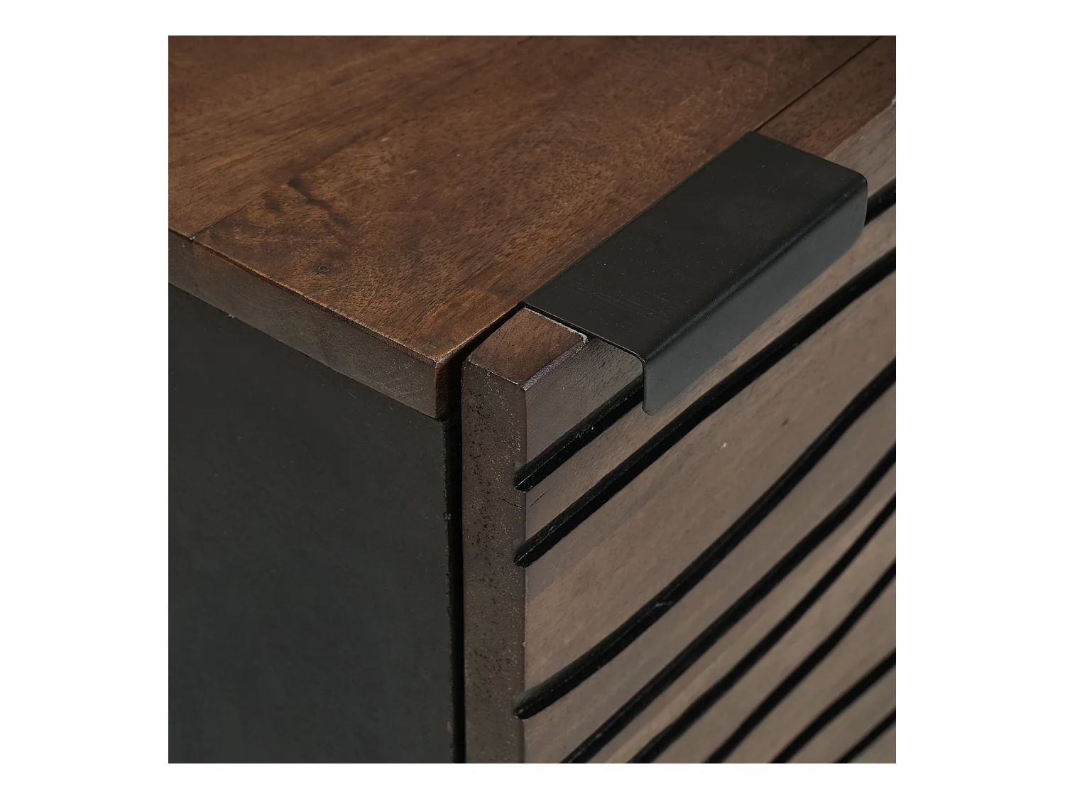 Armoires de chevet - 2 pièces en bois de mangue massif, dimensions : 40x33.5x46 cm.