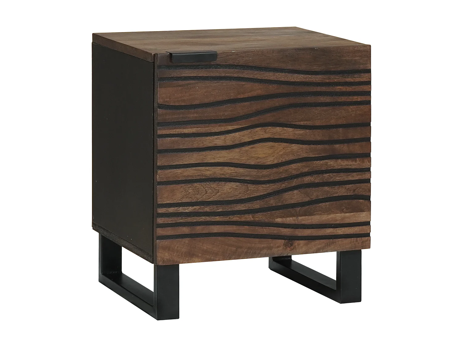 Armoires de chevet - 2 pièces en bois de mangue massif, dimensions : 40x33.5x46 cm.