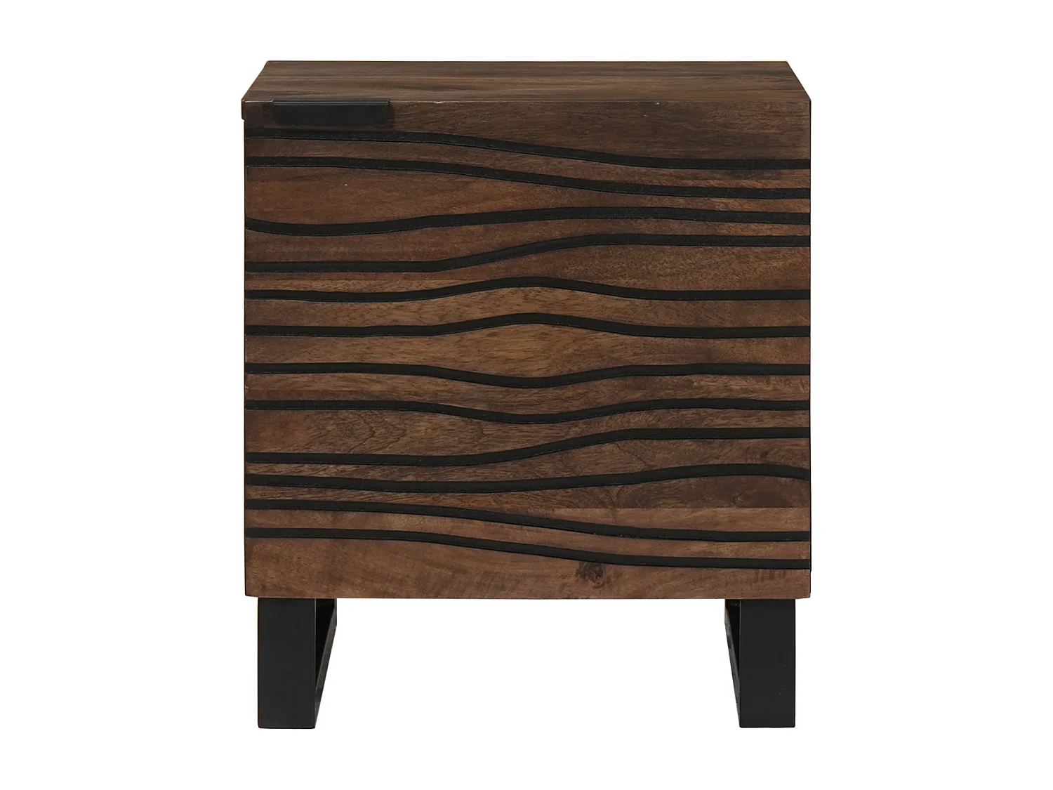 Armoires de chevet - 2 pièces en bois de mangue massif, dimensions : 40x33.5x46 cm.