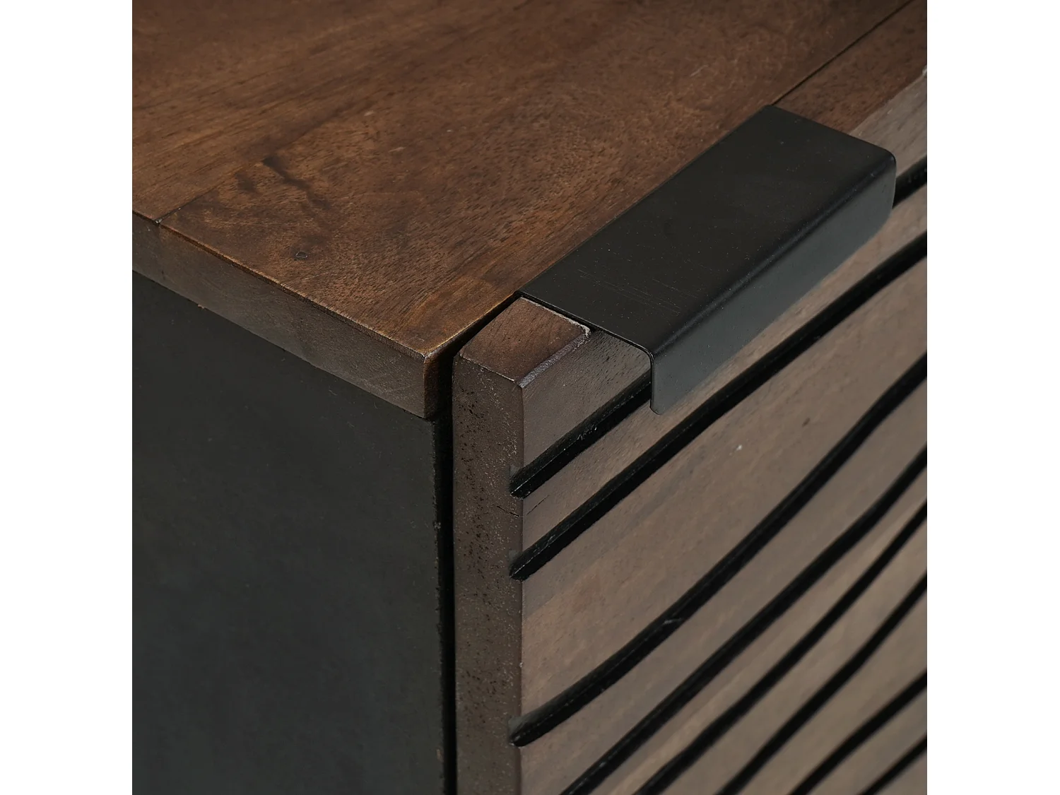 Armoires de chevet - 2 pièces en bois de mangue massif, dimensions : 40x33.5x46 cm.