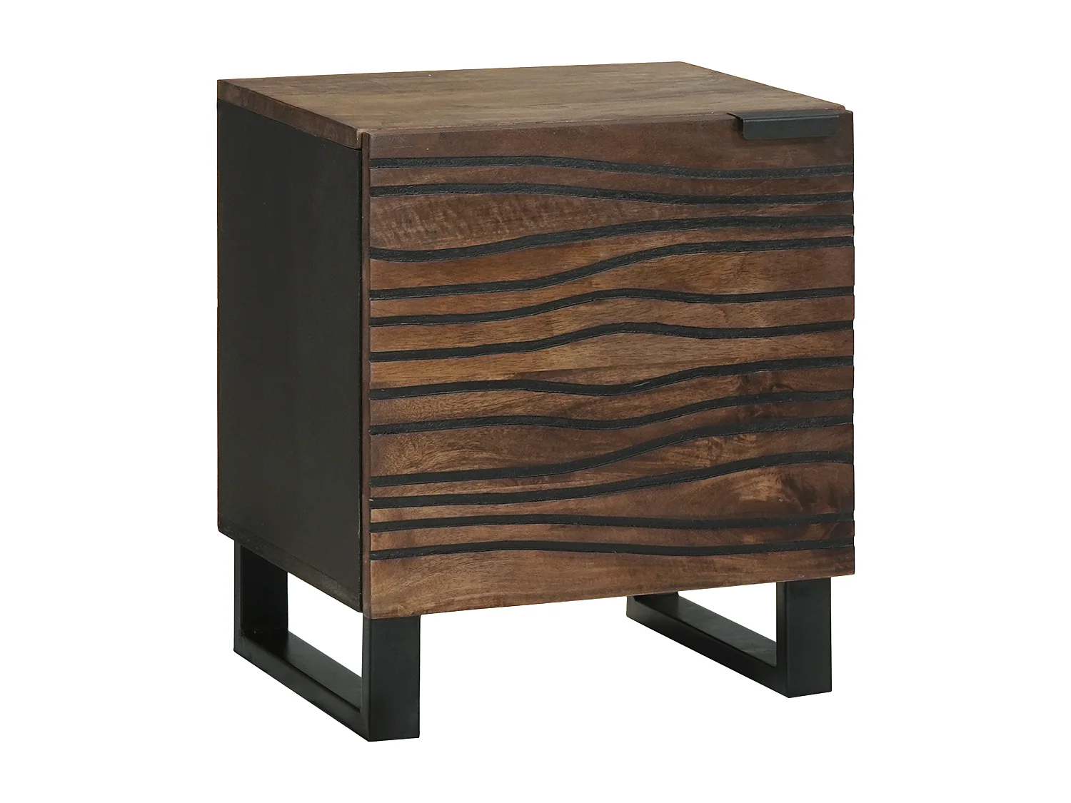 Armoires de chevet - 2 pièces en bois de mangue massif, dimensions : 40x33.5x46 cm.