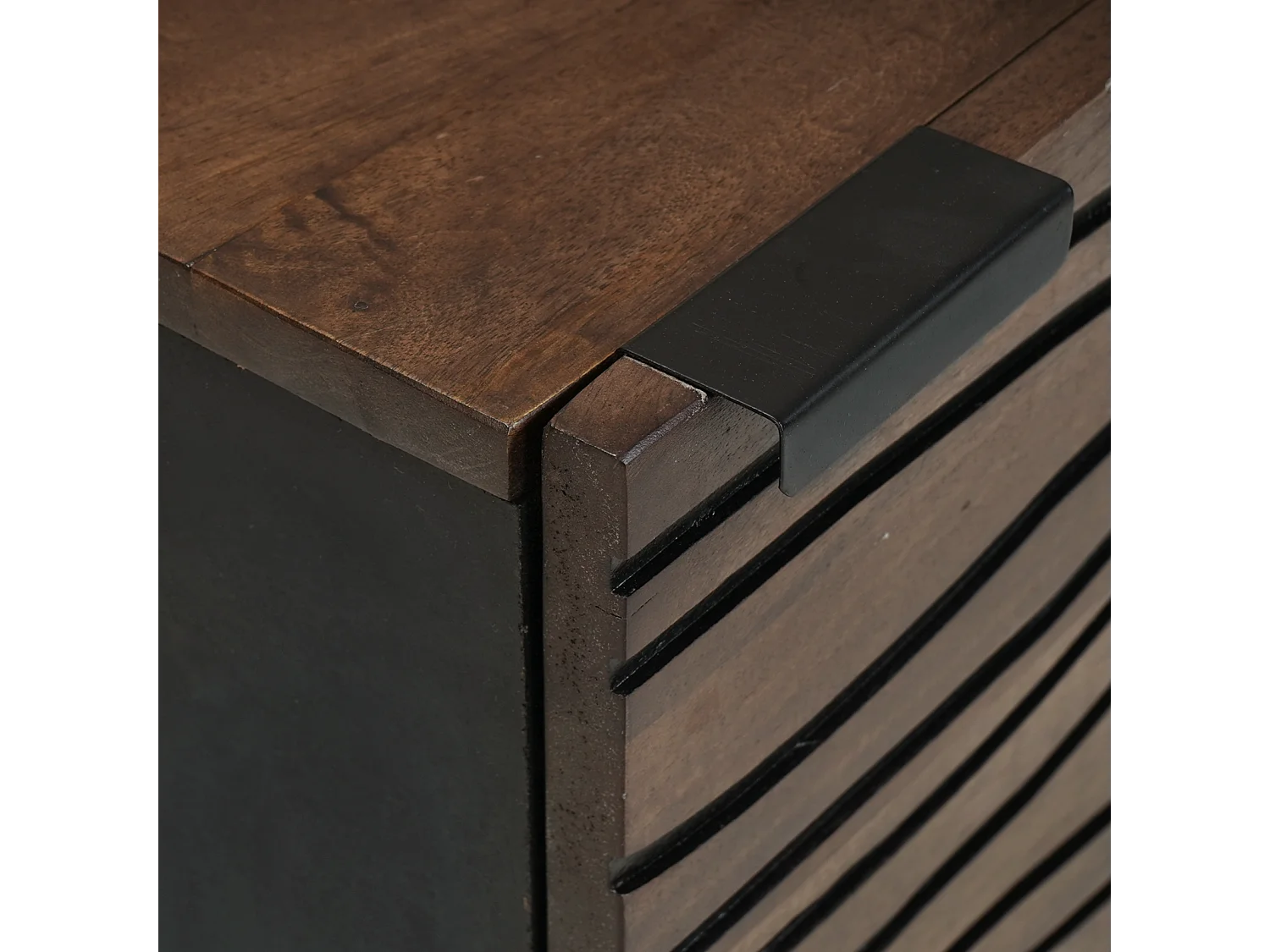 Armoires de chevet - 2 pièces en bois de mangue massif, dimensions : 40x33.5x46 cm.