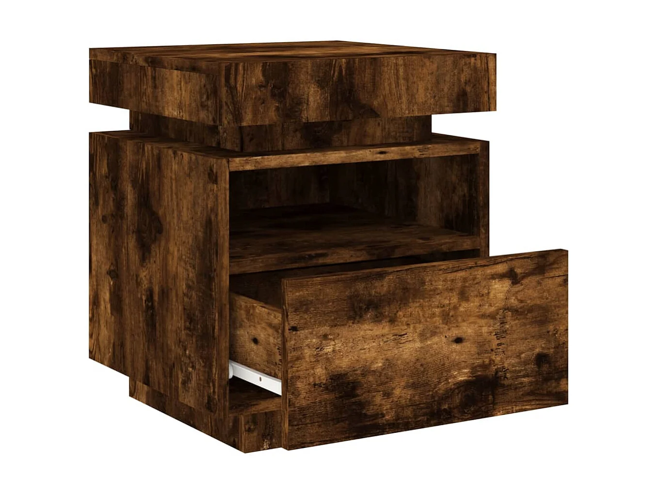 Comodino con luci LED rovere affumicato 40x39x48,5 cm
