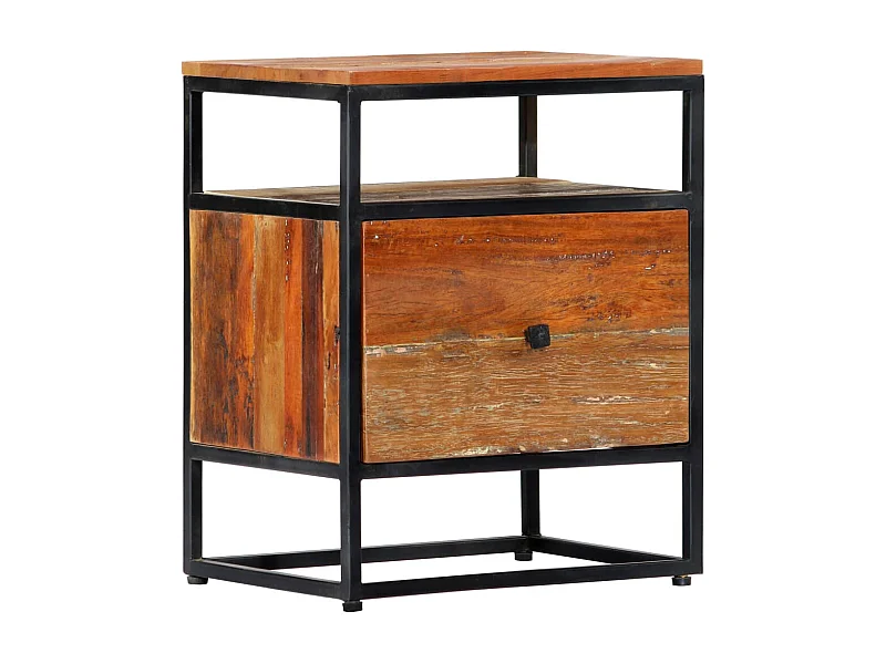 Mesita de noche 40 x 30 x 50 cm Madera recuperada y acero