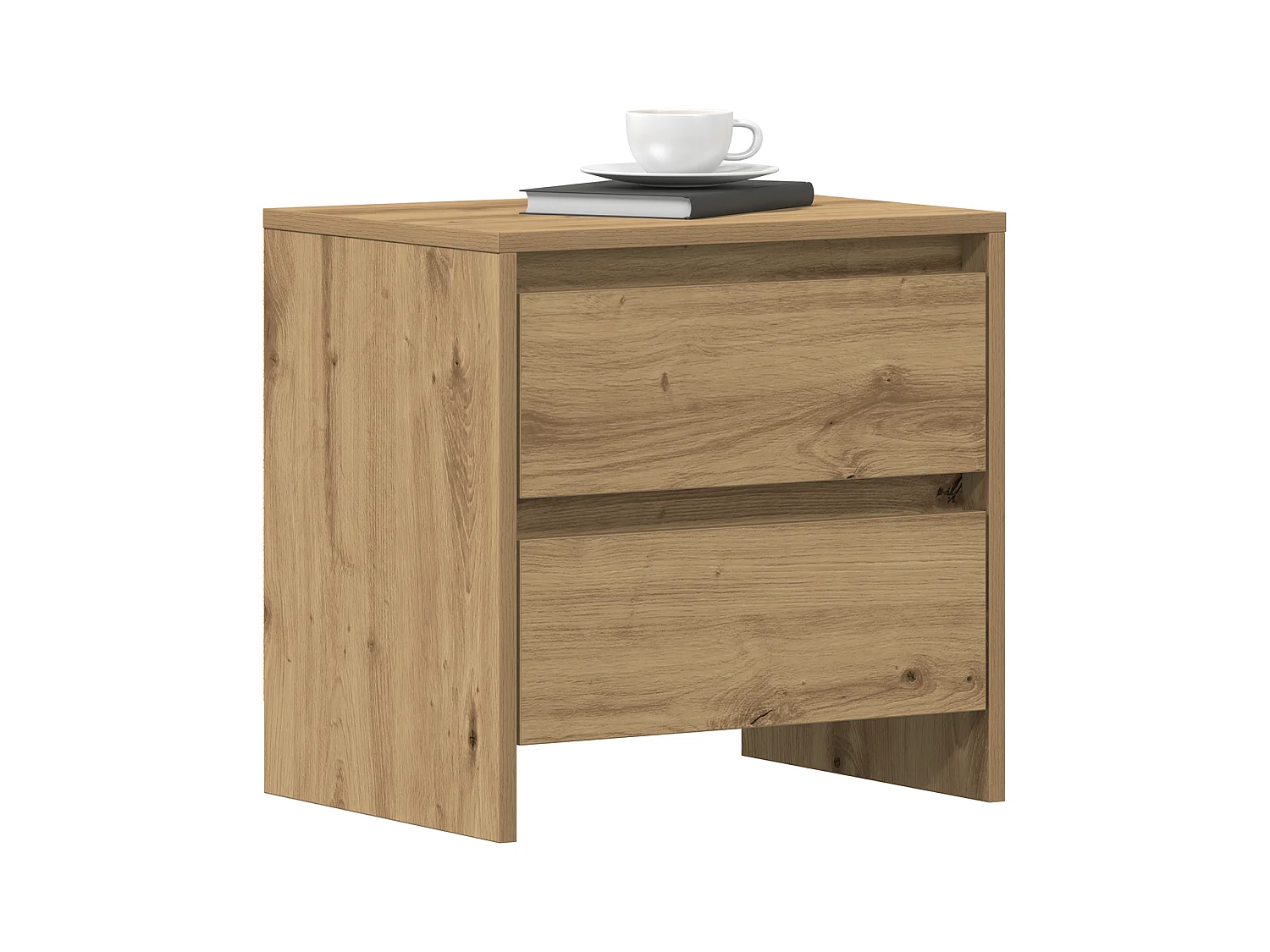 Table de chevet en chêne artisan 45x34x44,5 cm en bois d'ingénierie