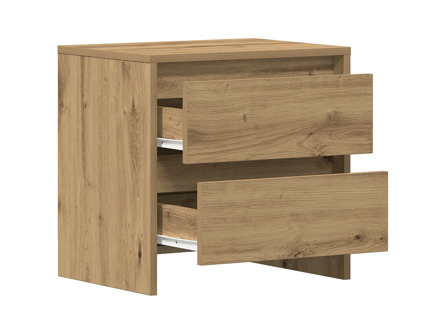 Table de chevet en chêne artisan 45x34x44,5 cm en bois d'ingénierie