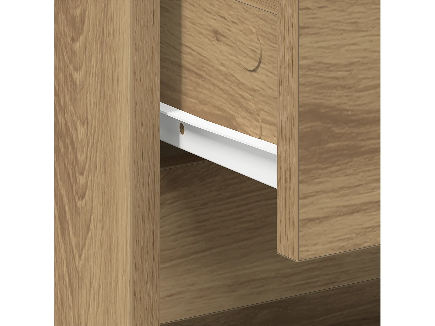 Table de chevet en chêne artisan 45x34x44,5 cm en bois d'ingénierie