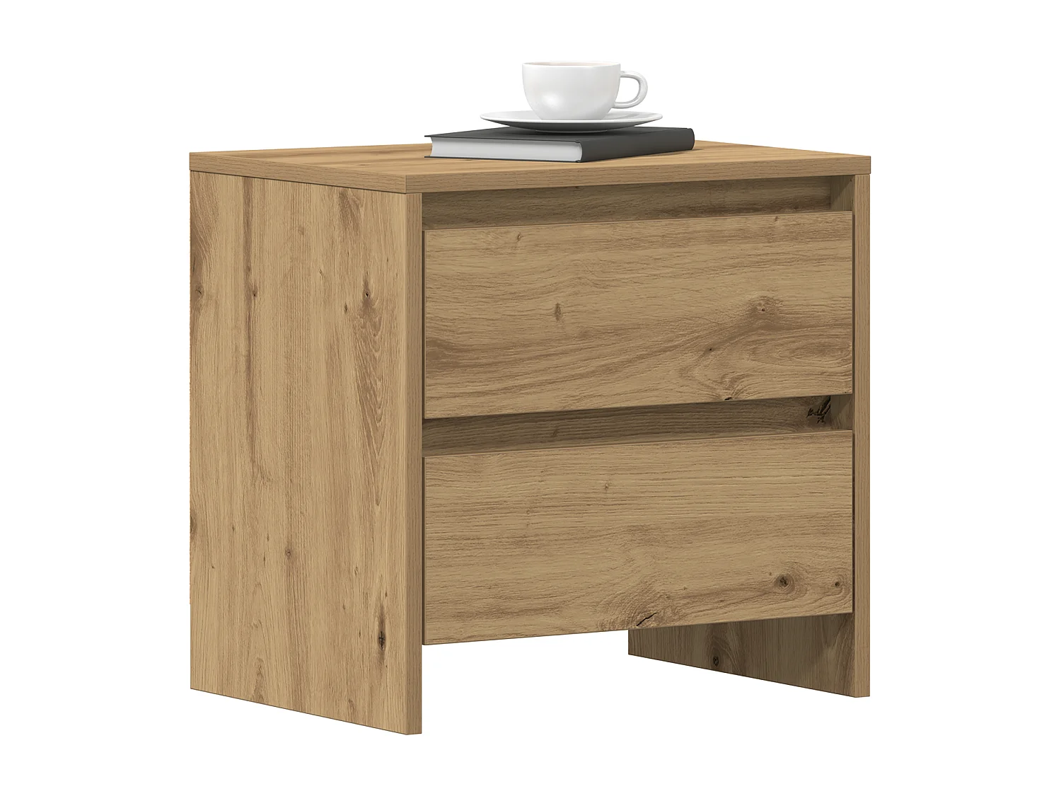 Table de chevet en chêne artisan 45x34x44,5 cm en bois d'ingénierie