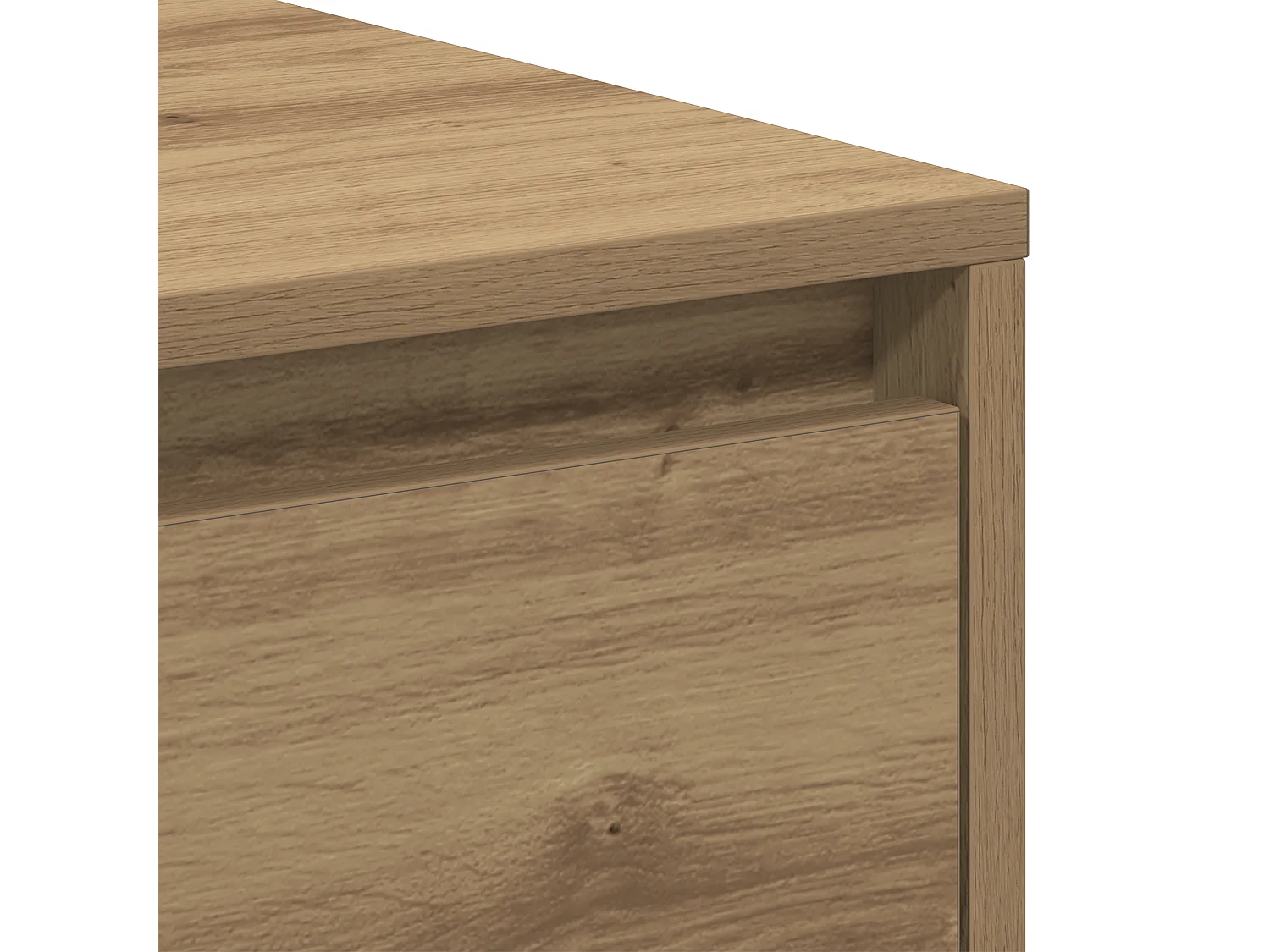 Table de chevet en chêne artisan 45x34x44,5 cm en bois d'ingénierie