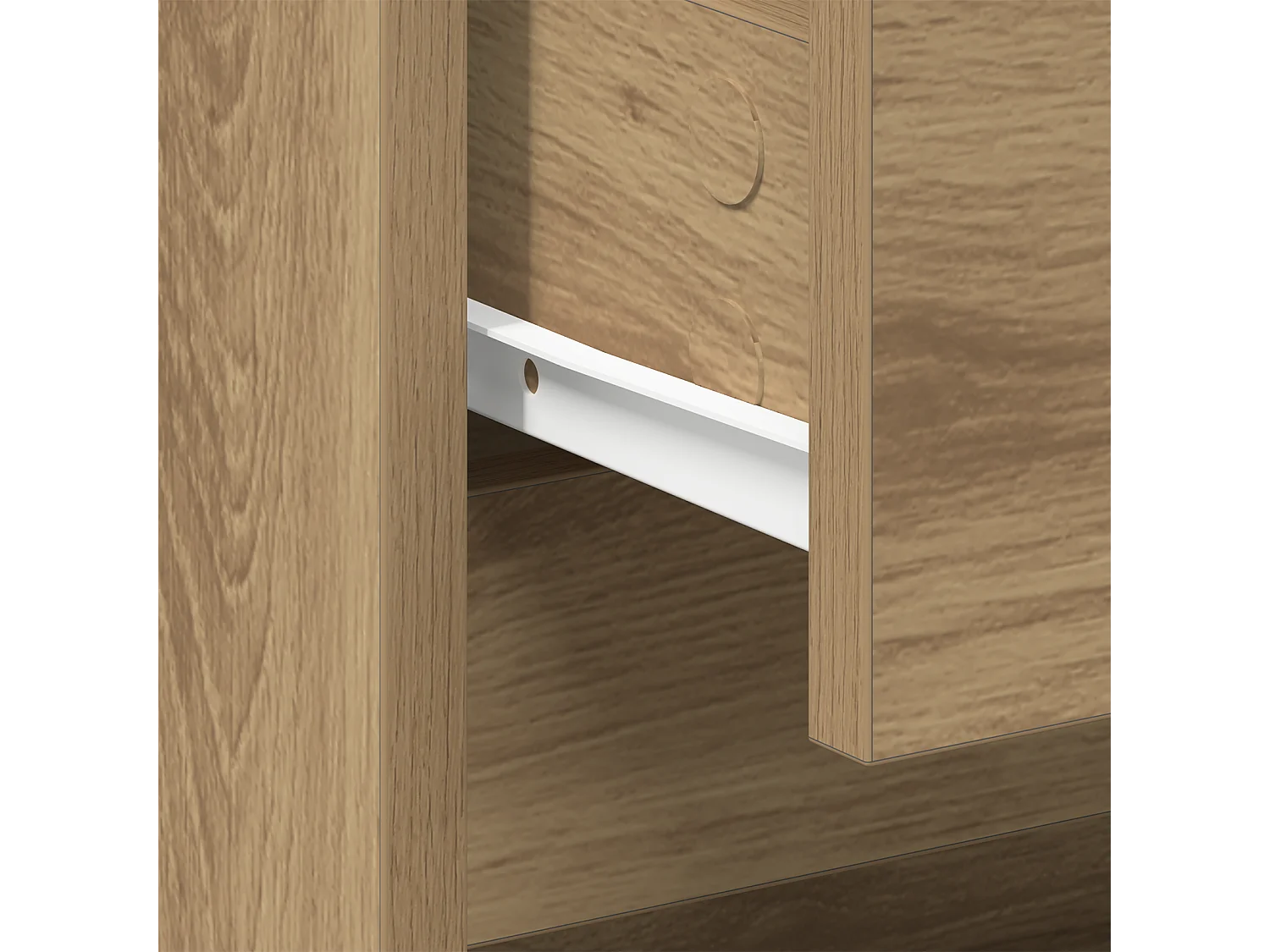 Table de chevet en chêne artisan 45x34x44,5 cm en bois d'ingénierie