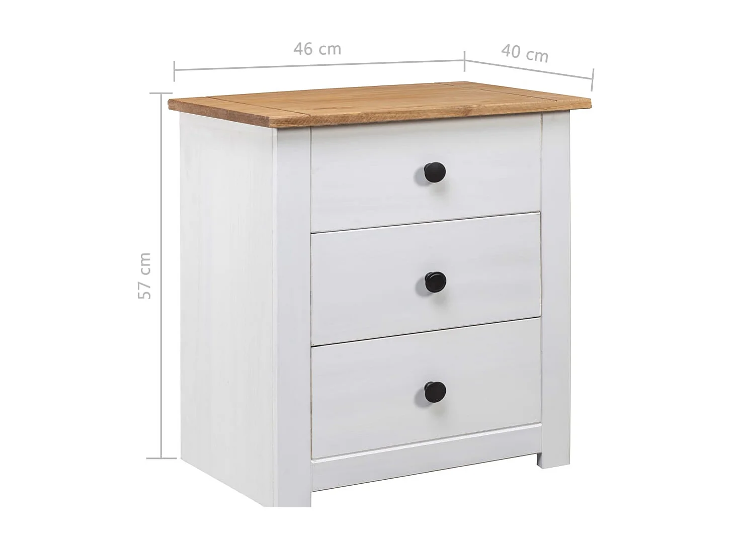 Comodino Bianco 46x40x57 cm Pino gamma Panama