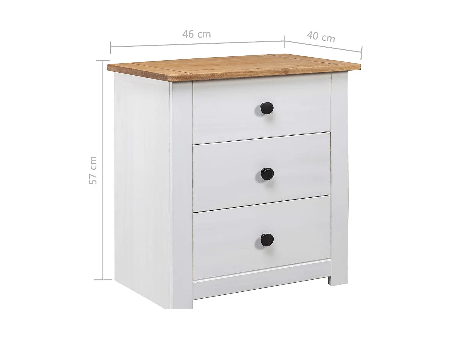 Mesita de noche Blanca 46x40x57 cm Pino gama Panamá