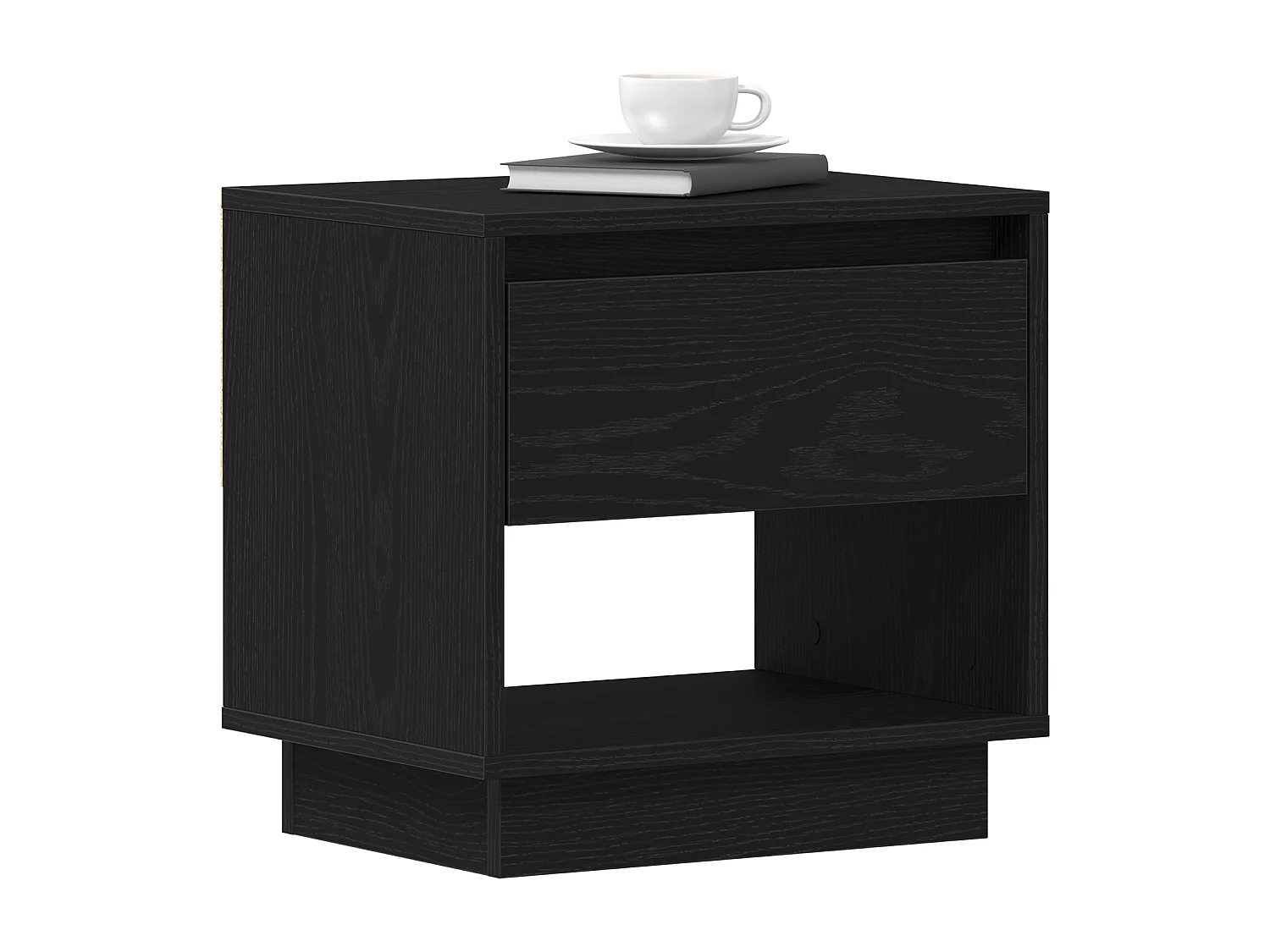 Comodino in rovere nero 45x34x48 cm in legno ingegnerizzato