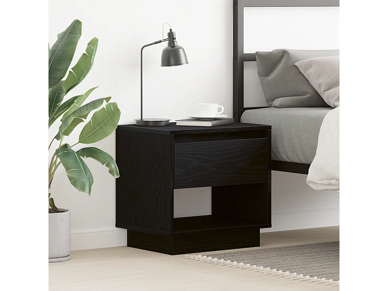 Table de chevet Noir Chêne 45x34x48 cm Bois d'ingénierie