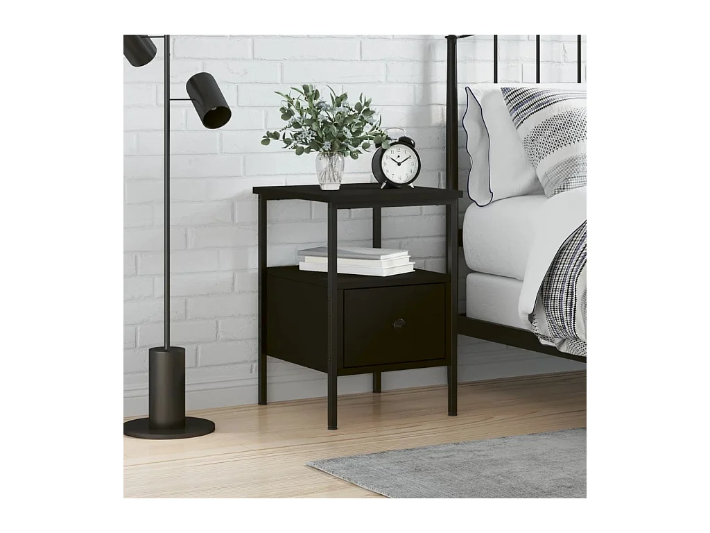 Comodino nero 34x36x50 cm in legno ingegnerizzato