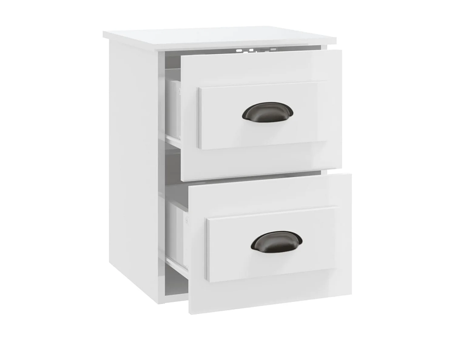 Mesita de noche de pared en blanco brillo 41,5x36x53 cm