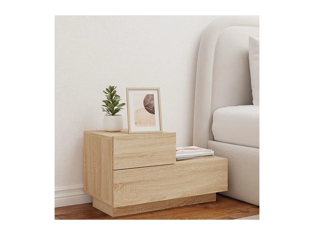 Nachtkastje met LED-verlichting Sonoma eiken 70x36x40,5 cm