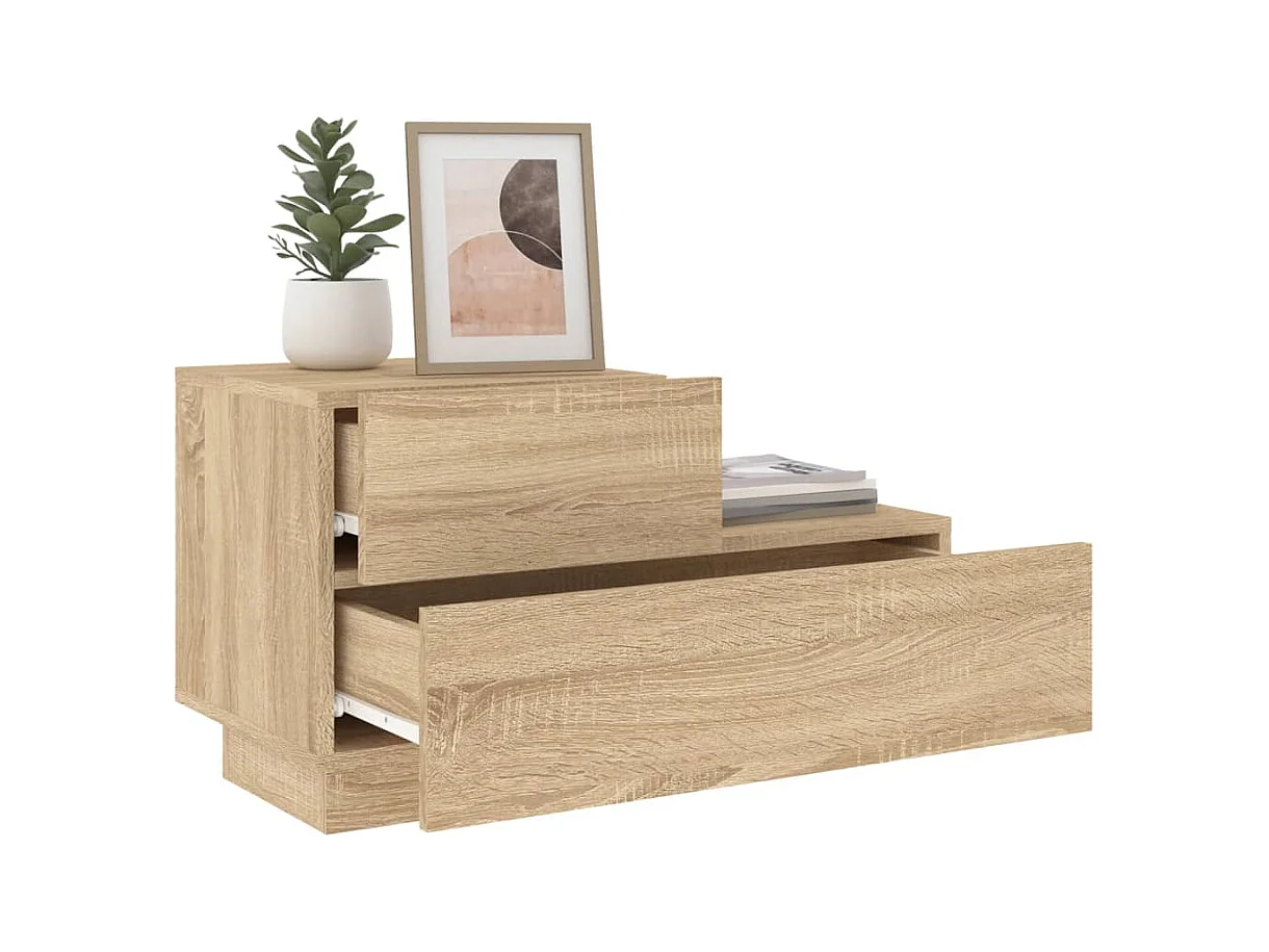 Nachtkastje met LED-verlichting Sonoma eiken 70x36x40,5 cm