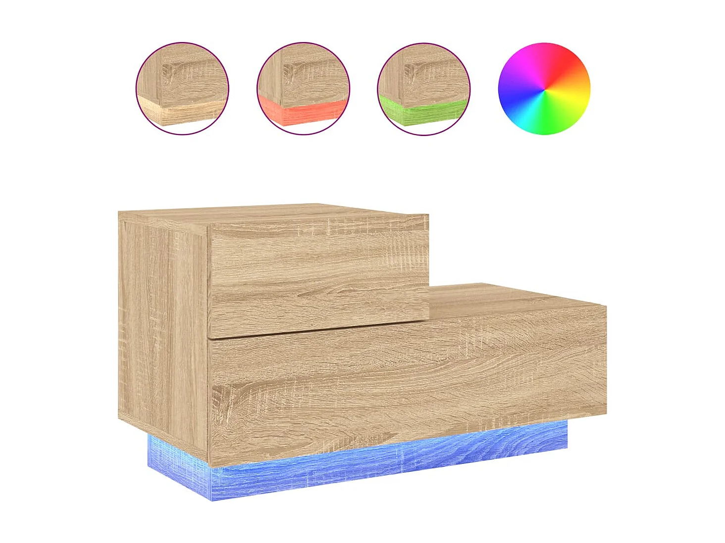 Comodino con luci LED in rovere Sonoma 70x36x40,5 cm