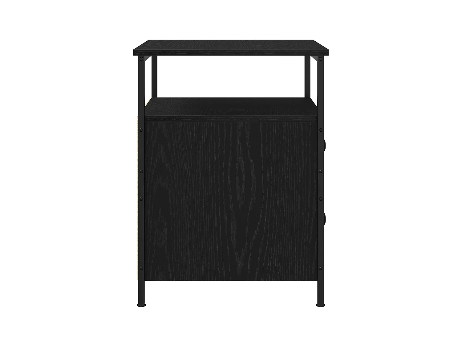 Comodino in rovere nero 44x45x60 cm in legno ingegnerizzato e acciaio