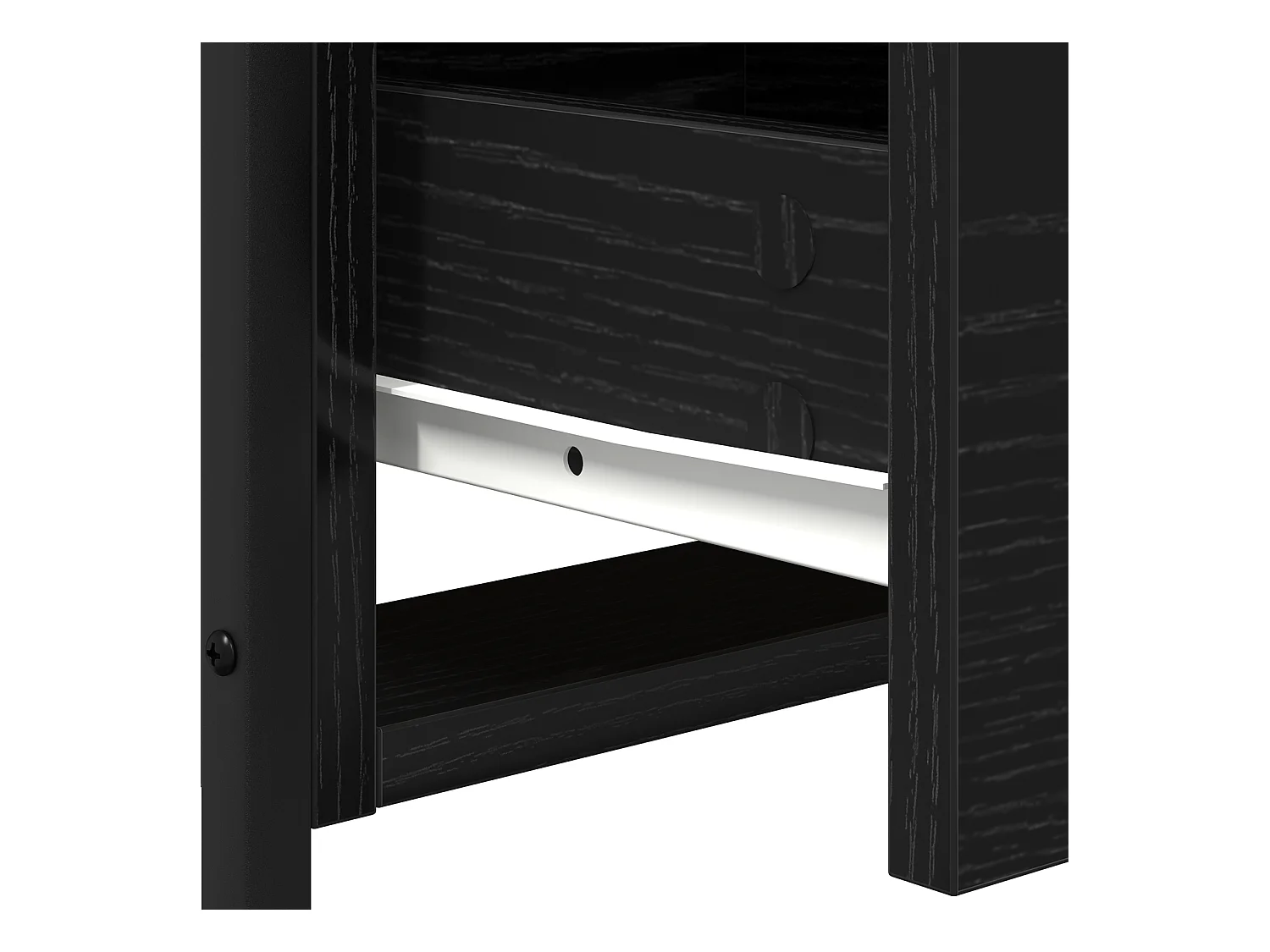 Comodino in rovere nero 44x45x60 cm in legno ingegnerizzato e acciaio