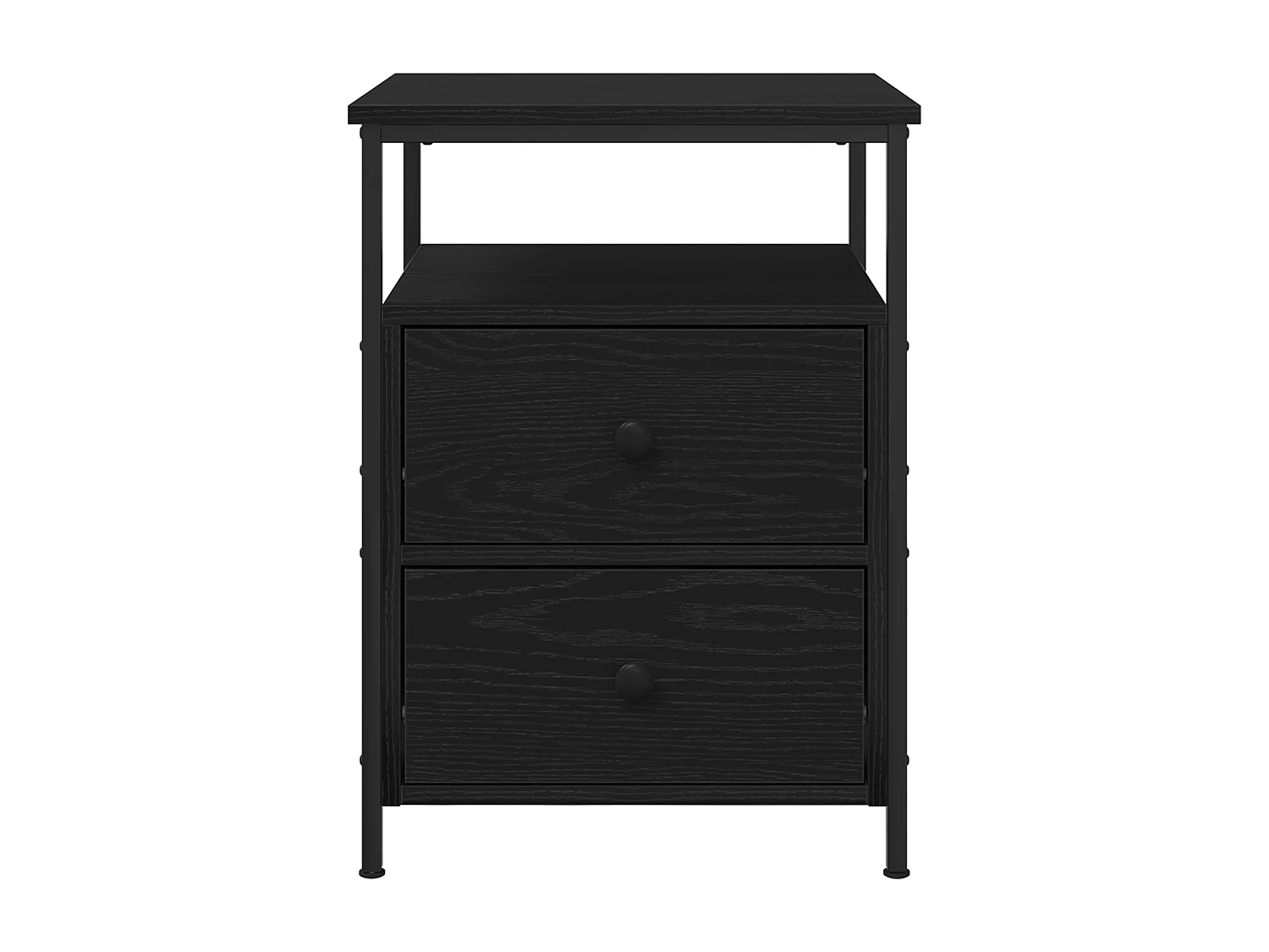 Table de chevet Noir Chêne 44x45x60 cm Bois d'ingénierie et Acier