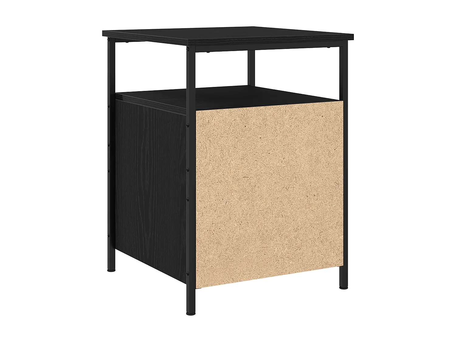 Table de chevet Noir Chêne 44x45x60 cm Bois d'ingénierie et Acier