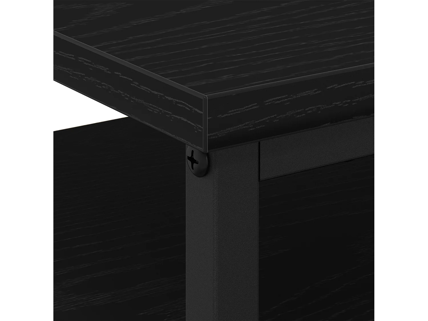 Table de chevet Noir Chêne 44x45x60 cm Bois d'ingénierie et Acier