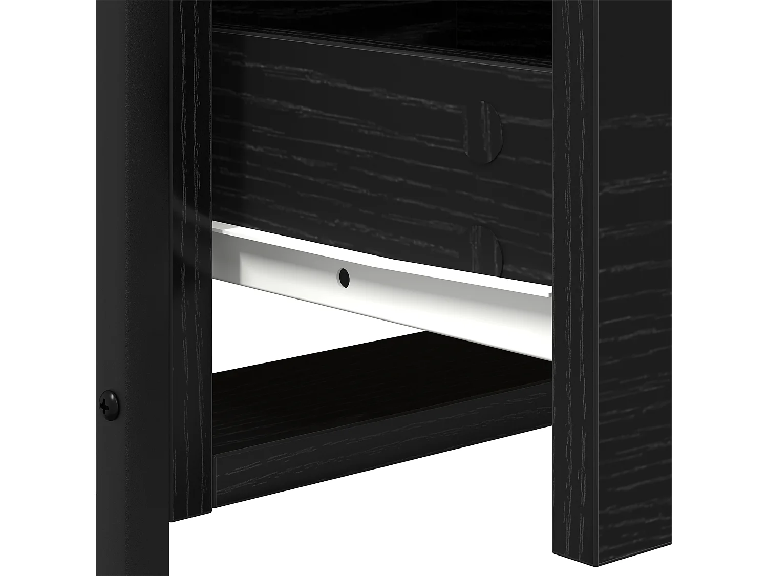 Table de chevet Noir Chêne 44x45x60 cm Bois d'ingénierie et Acier