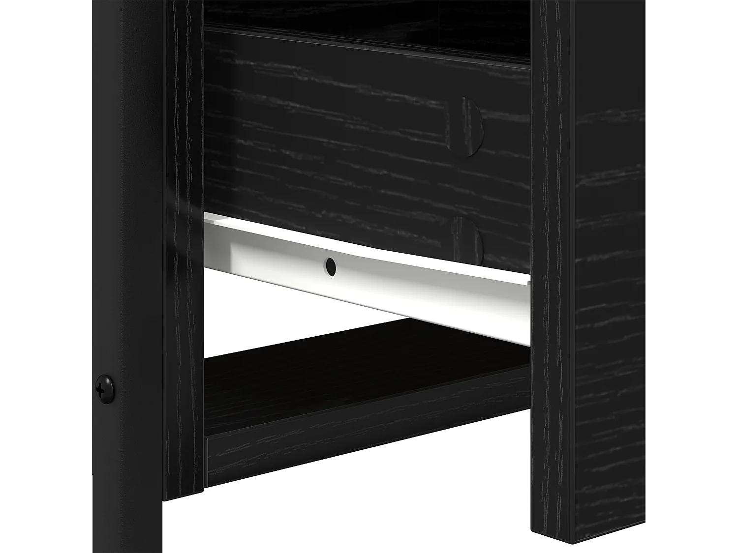 Nachtkastje van zwart eikenhout 44x45x60 cm, bewerkt hout en staal