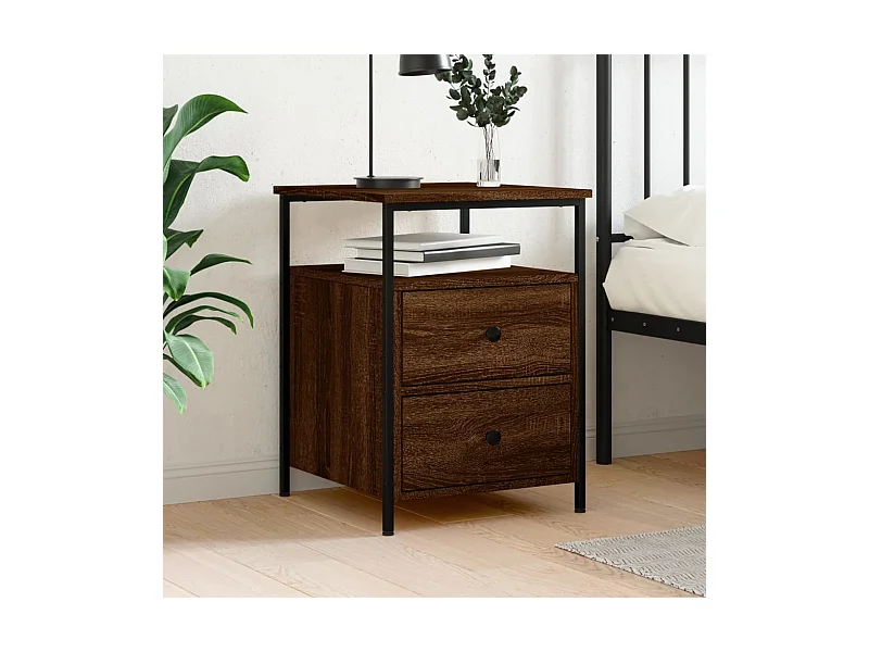 Nachtkastje bruin eiken 44x45x60 cm bewerkt hout