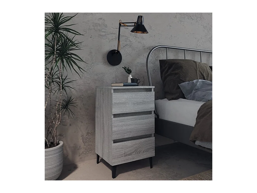 Table de chevet avec pieds en métal Sonoma gris 40x35x69 cm